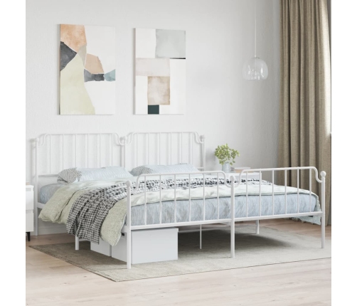 Estructura cama sin colchón con estribo metal blanco 193x203 cm