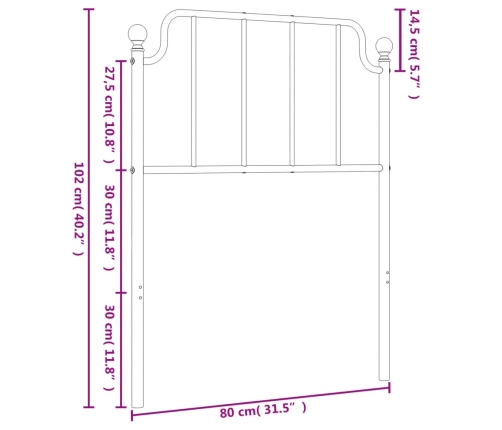 Cabecero de metal blanco 75 cm