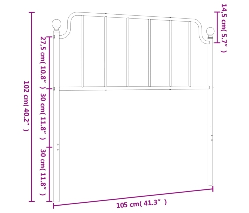 Cabecero de metal blanco 100 cm