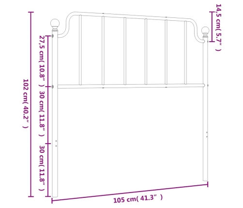 Cabecero de metal blanco 100 cm