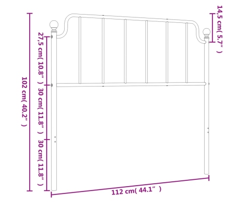 Cabecero de metal blanco 107 cm