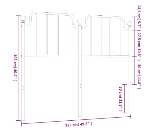 Cabecero de metal blanco 120 cm