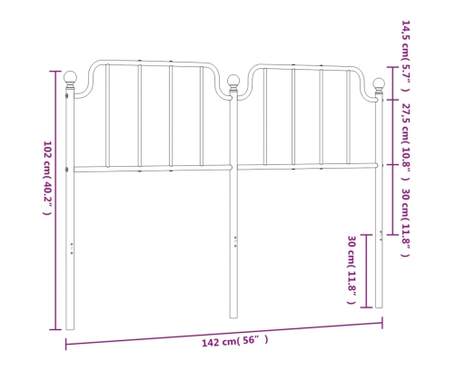 Cabecero de metal blanco 135 cm