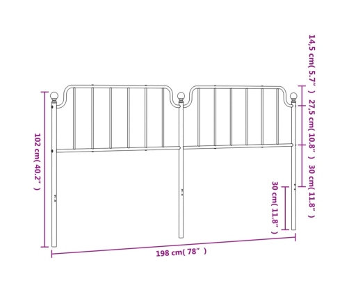 Cabecero de metal blanco 193 cm