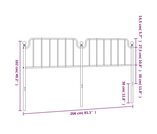 Cabecero de metal blanco 200 cm