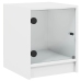 Mesitas de noche con puertas de vidrio 2 uds blanco 35x37x42 cm