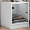 Mesitas de noche con puertas de vidrio 2 uds blanco 35x37x42 cm