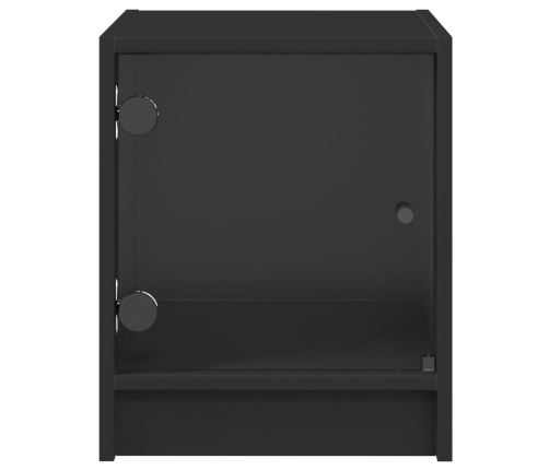 Mesitas de noche con puertas de vidrio 2 uds negro 35x37x42 cm