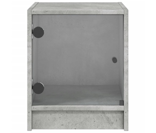 vidaXL Mesita de noche con puerta de vidrio gris hormigón 35x37x42 cm