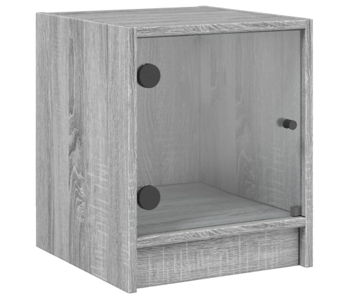 vidaXL Mesitas noche con puertas vidrio 2 uds gris Sonoma 35x37x42 cm