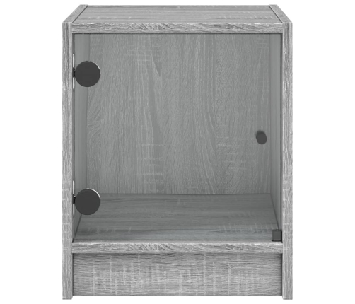 vidaXL Mesitas noche con puertas vidrio 2 uds gris Sonoma 35x37x42 cm