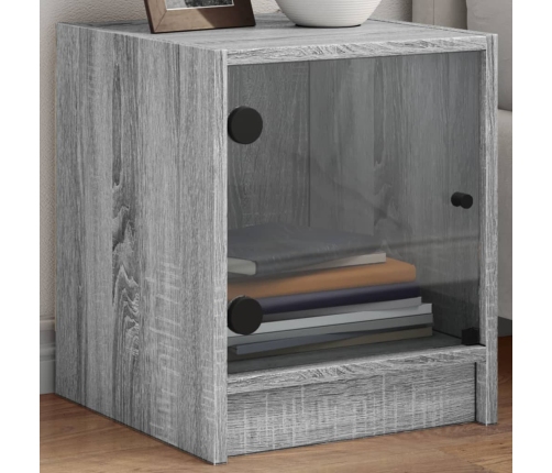 vidaXL Mesitas noche con puertas vidrio 2 uds gris Sonoma 35x37x42 cm