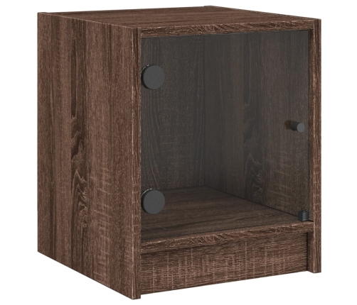 vidaXL Mesitas noche con puertas vidrio 2 uds roble marrón 35x37x42 cm