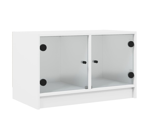 Mueble de TV con puertas de vidrio blanco 68x37x42 cm