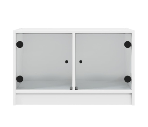 Mueble de TV con puertas de vidrio blanco 68x37x42 cm