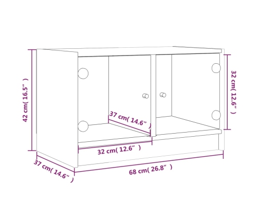 Mueble de TV con puertas de vidrio blanco 68x37x42 cm