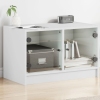 Mueble de TV con puertas de vidrio blanco 68x37x42 cm