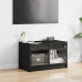 Mueble de TV con puertas de vidrio negro 68x37x42 cm