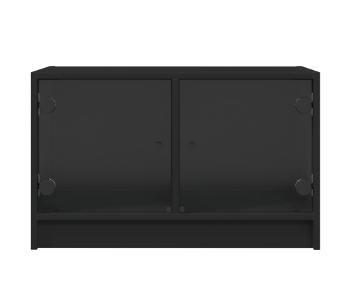 Mueble de TV con puertas de vidrio negro 68x37x42 cm