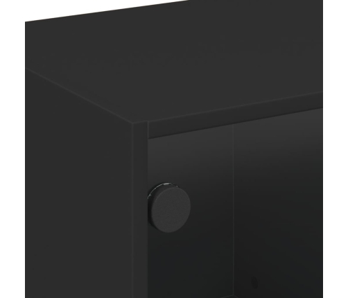 Mueble de TV con puertas de vidrio negro 68x37x42 cm