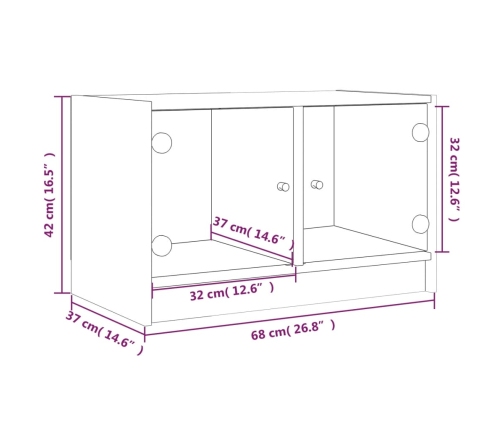 Mueble de TV con puertas de vidrio negro 68x37x42 cm