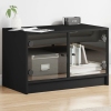 Mueble de TV con puertas de vidrio negro 68x37x42 cm