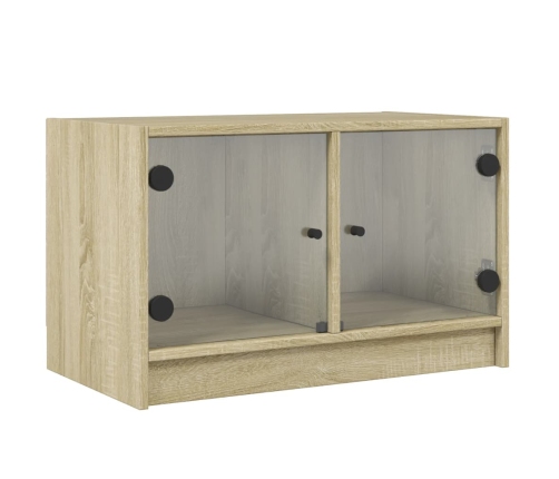 Mueble de TV con puertas de vidrio roble Sonoma 68x37x42 cm