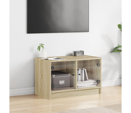 Mueble de TV con puertas de vidrio roble Sonoma 68x37x42 cm