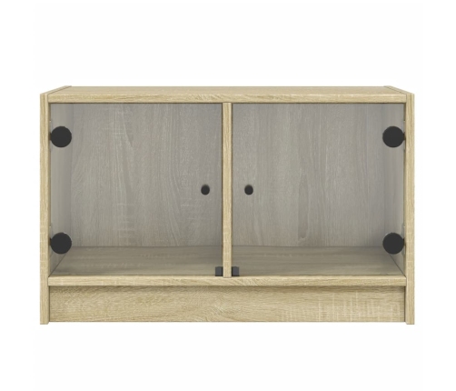 Mueble de TV con puertas de vidrio roble Sonoma 68x37x42 cm