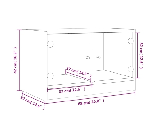 Mueble de TV con puertas de vidrio roble Sonoma 68x37x42 cm