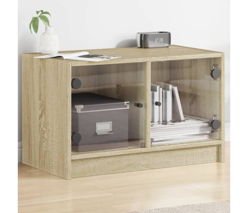 Mueble de TV con puertas de vidrio roble Sonoma 68x37x42 cm