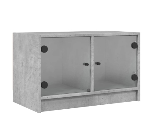 Mueble de TV con puertas de vidrio gris hormigón 68x37x42 cm