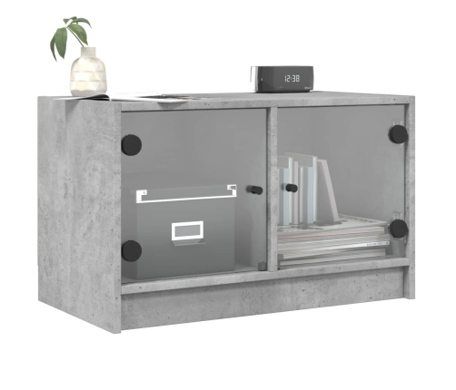 Mueble de TV con puertas de vidrio gris hormigón 68x37x42 cm