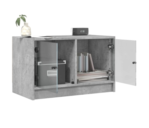 Mueble de TV con puertas de vidrio gris hormigón 68x37x42 cm