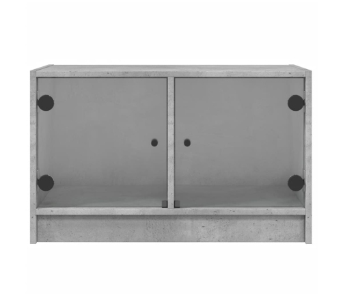 Mueble de TV con puertas de vidrio gris hormigón 68x37x42 cm