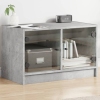 Mueble de TV con puertas de vidrio gris hormigón 68x37x42 cm