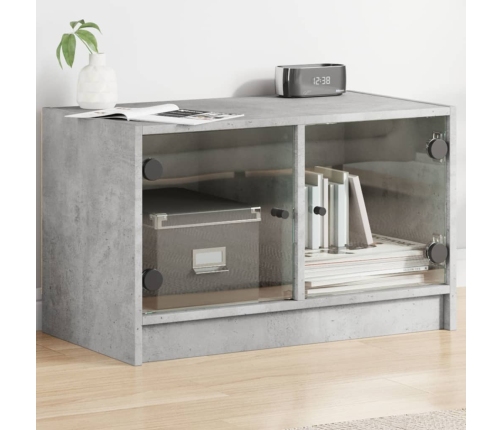 Mueble de TV con puertas de vidrio gris hormigón 68x37x42 cm