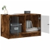 Mueble de TV con puertas de vidrio roble ahumado 68x37x42 cm