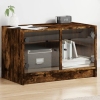 Mueble de TV con puertas de vidrio roble ahumado 68x37x42 cm