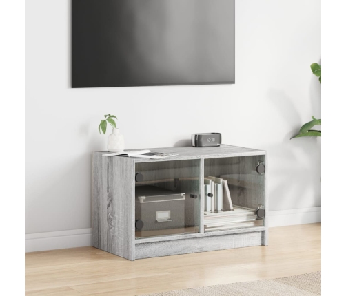 Mueble de TV con puertas de vidrio gris Sonoma 68x37x42 cm