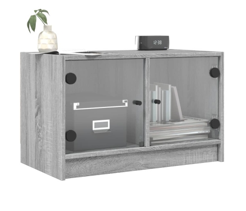 Mueble de TV con puertas de vidrio gris Sonoma 68x37x42 cm