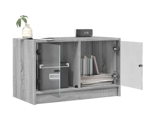 Mueble de TV con puertas de vidrio gris Sonoma 68x37x42 cm