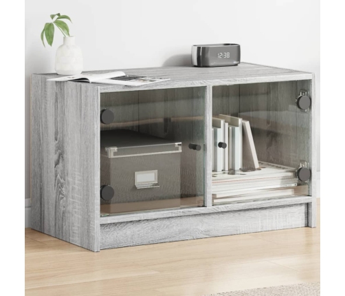 Mueble de TV con puertas de vidrio gris Sonoma 68x37x42 cm