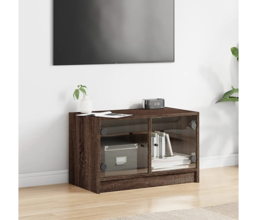 vidaXL Mueble de TV con puertas de vidrio marrón roble 68x37x42 cm