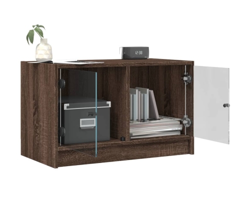 vidaXL Mueble de TV con puertas de vidrio marrón roble 68x37x42 cm