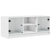 Mueble de TV con puertas de vidrio blanco 102x37x42 cm