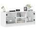 Mueble de TV con puertas de vidrio blanco 102x37x42 cm