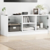 Mueble de TV con puertas de vidrio blanco 102x37x42 cm