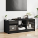 Mueble de TV con puertas de vidrio negro 102x37x42 cm