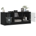 Mueble de TV con puertas de vidrio negro 102x37x42 cm